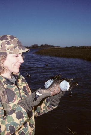 Blue-winged teal lady hunter